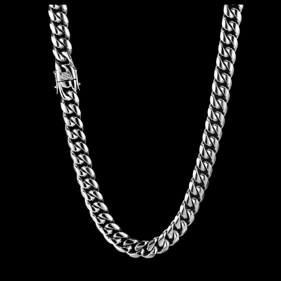 Hypoallergenic rhodium-plated Luxor chain on 316L steel by The Flaire