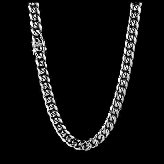 Rhodium-plated silver-tone chain compared to gold-plated jewelry by The Flaire