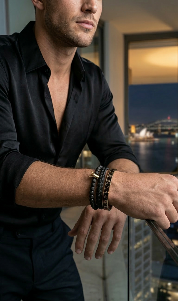 ROYAL JEWEL BRACELET SET BLACK GOLD — The finish