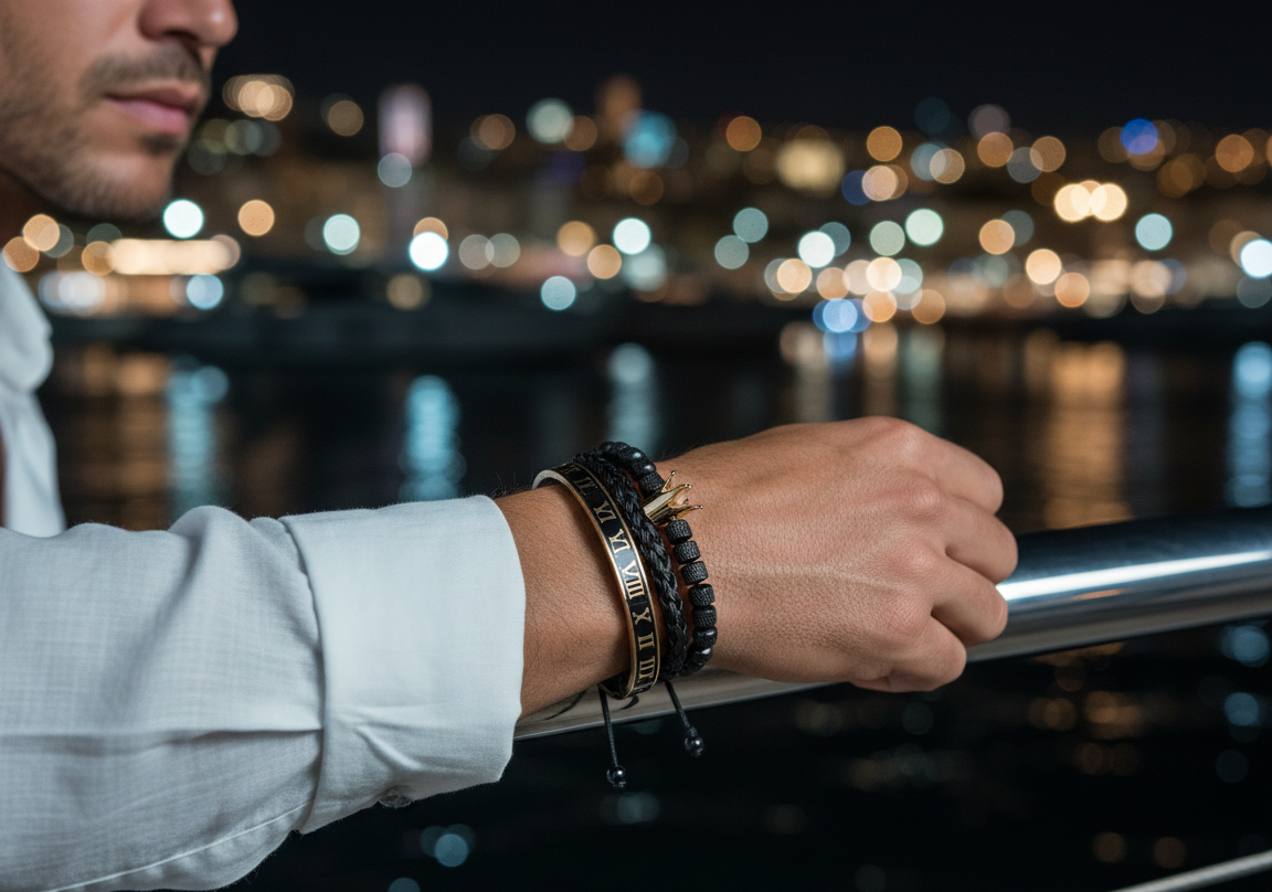 ROYAL JEWEL BRACELET SET- BLACK GOLD