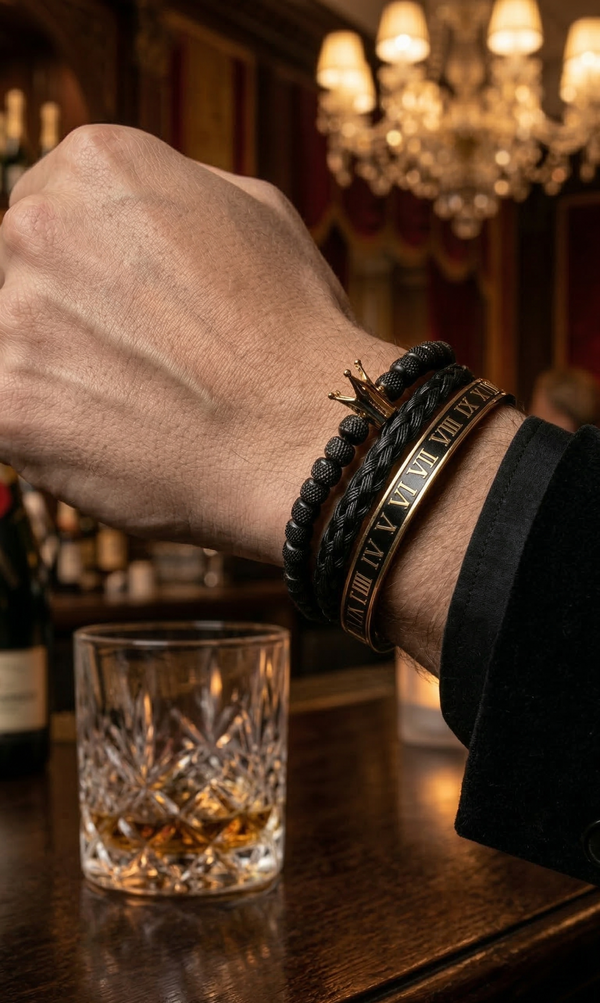 ROYAL JEWEL BRACELET SET BLACK GOLD — Material