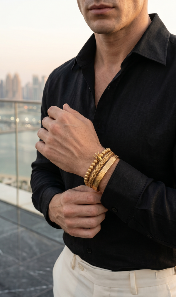 ROYAL JEWEL BRACELET SET GOLD — On skin