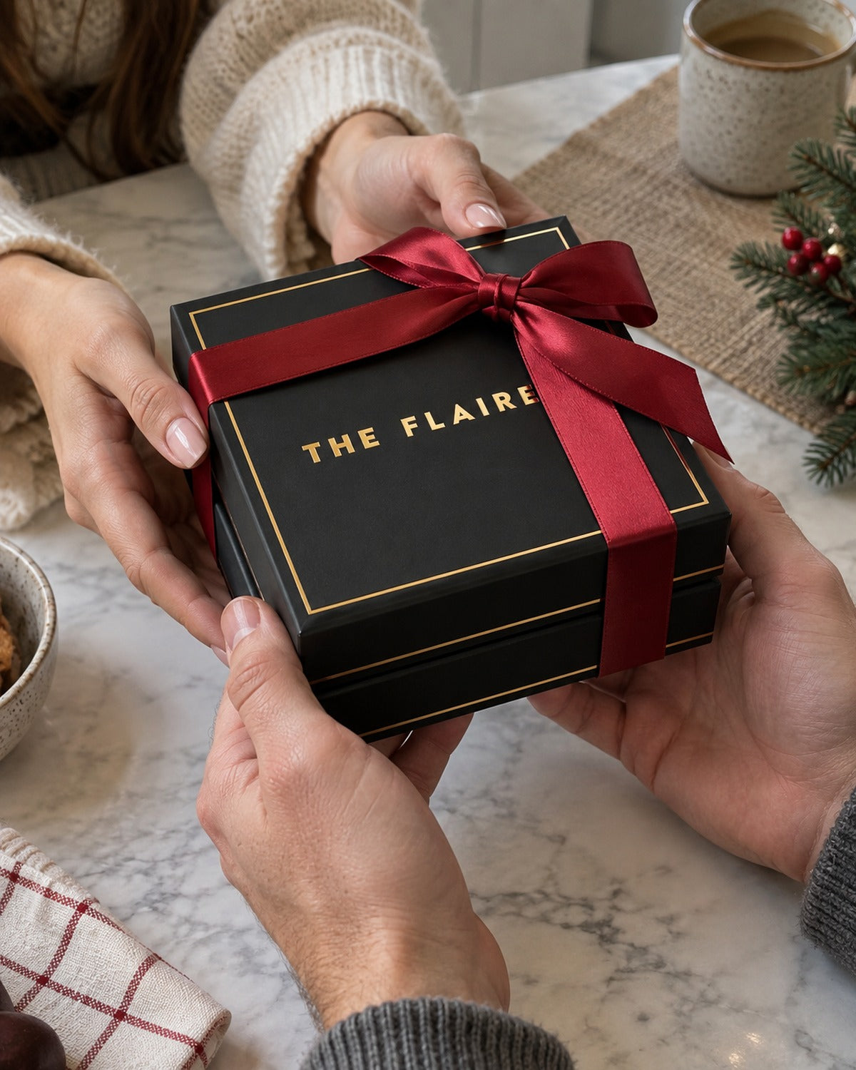 Aure & Luxor Layer Gift Box Gold: she gives him his