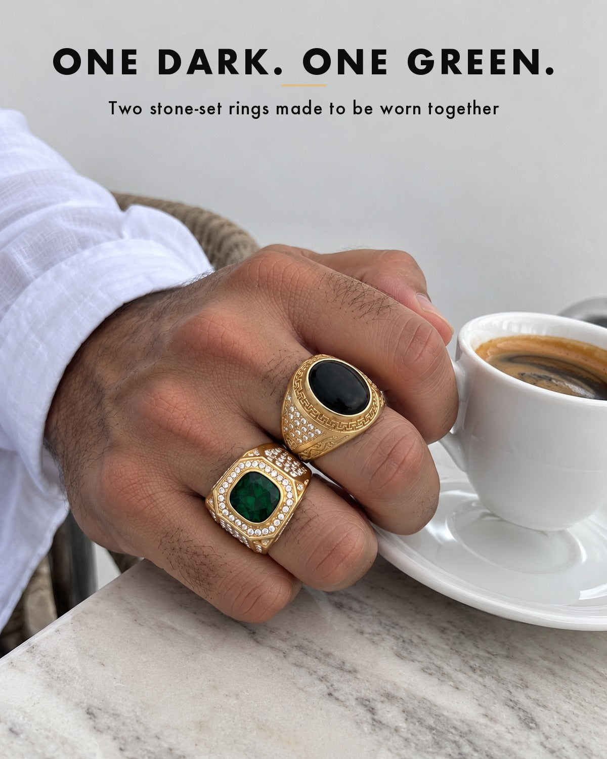Onyx & Emerald: one dark, one green