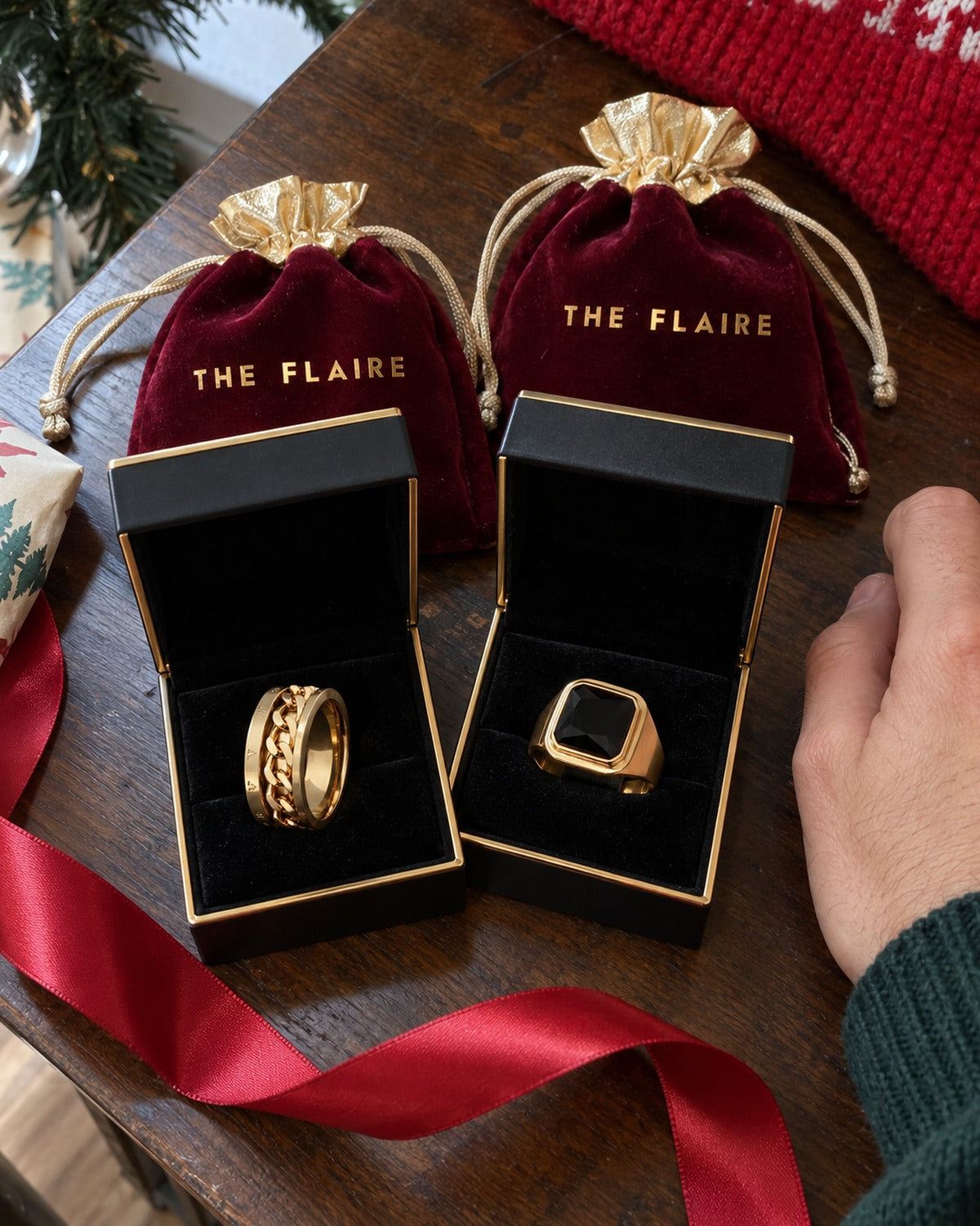 THE RING BOX DUO gift set — every piece in its own open gift box