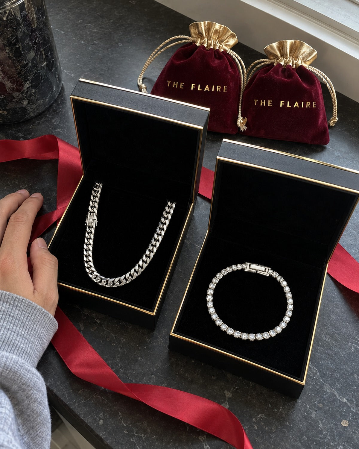 THE SILVER EDIT gift set — every piece in its own open gift box