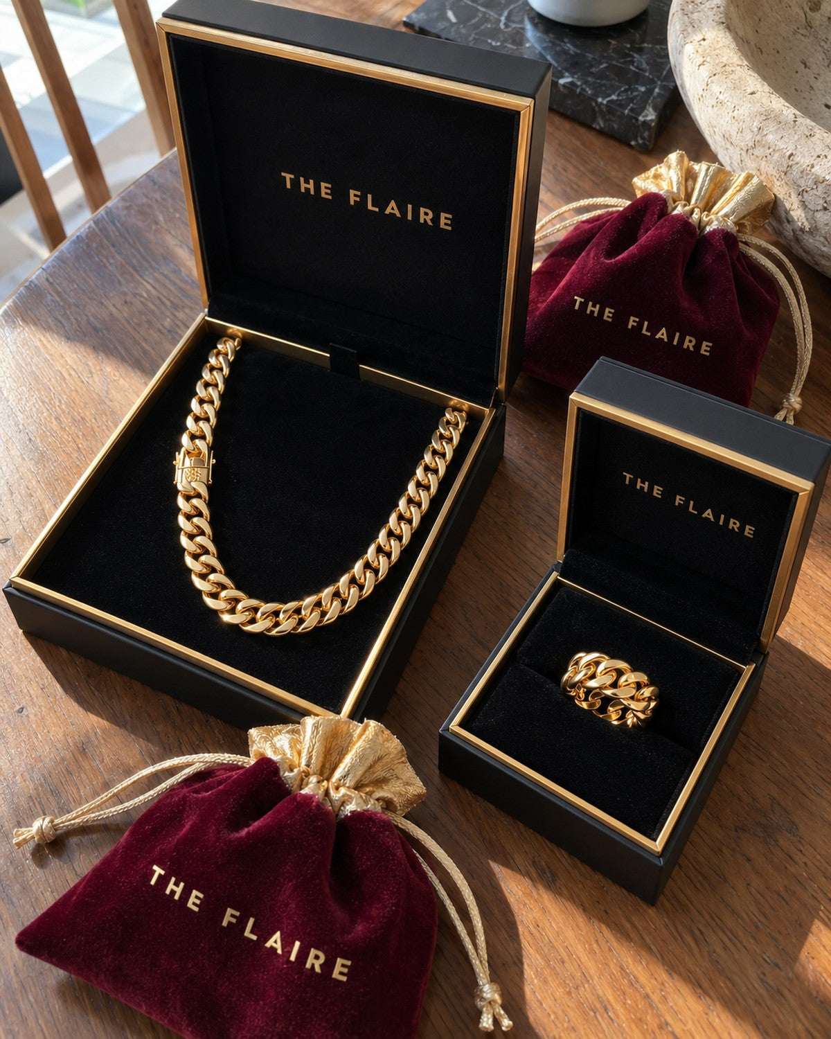 The First Chain gift set in The Flaire boxes