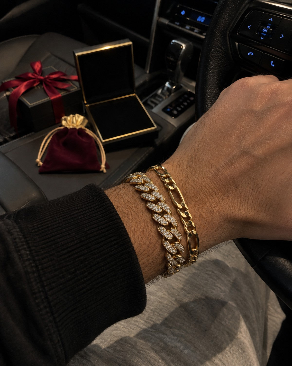 Lorenzo and Figaro bracelets stacked on the wrist