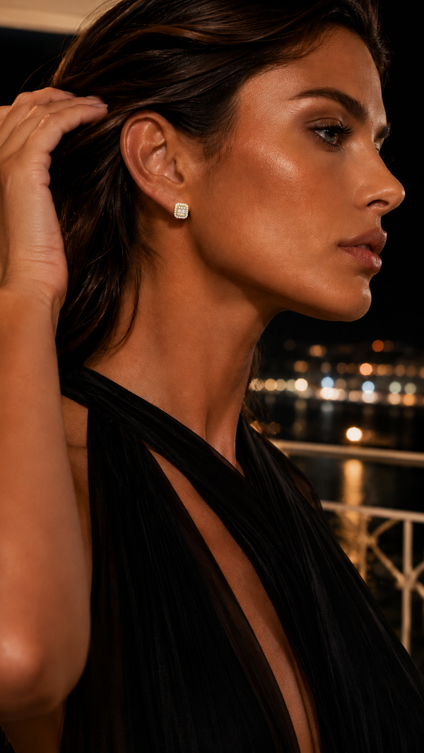 REGALE EARRINGS GOLD — On skin