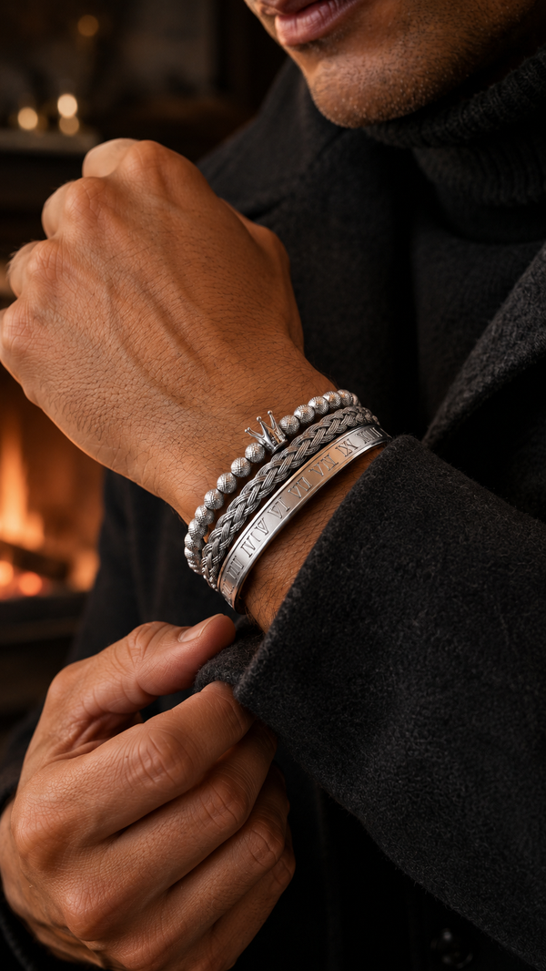 ROYAL JEWEL BRACELET SET SILVER — Material