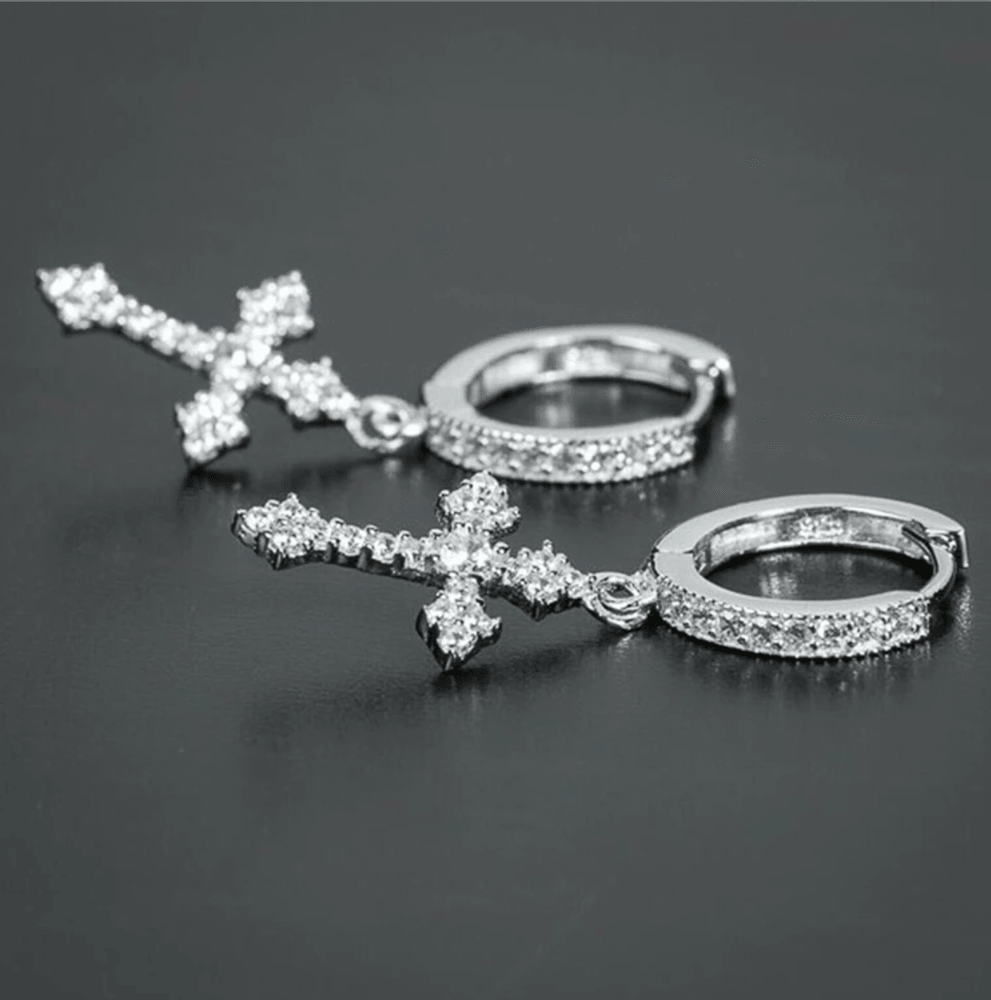 CROSS CRYSTAL EARRINGS - The Flaire